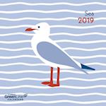 2019 Sea GreenLine Grid Calendar