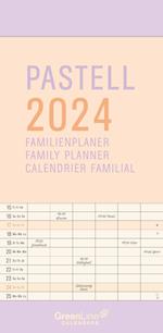 GreenLine Pastell 2024 - Wandkalender - Familien-Kalender - Familienplaner - 22x45