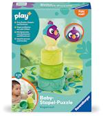 Ravensburger 4857 play+ Baby-Stapel-Puzzle: Vogelnest, Montessori-Puzzle, Silikon, Saugnapf-Spielzeug für Baby ab 6 Monaten