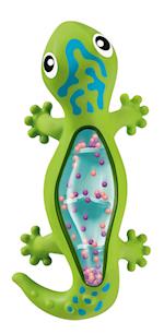 Ravensburger 4870 play+ Regenmacher: Gecko, Musikinstrument, Mini-Rassel, Saugnapf-Spielzeug, Badespielzeug, Baby-Spielzeug ab 0 Monate