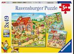 Ravensburger Kinderpuzzle - Ferien auf dem Land - 3x49 Teile Puzzle für Kinder ab 5 Jahren