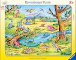 Ravensburger Kinderpuzzle - Die kleinen Dinosaurier - 8-17 Teile Rahmenpuzzle mit Konturstanzung für Kinder ab 3 Jahren