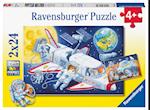 Ravensburger Kinderpuzzle - 05665 Reise durch den Weltraum - 2x24 Teile Puzzle für Kinder ab 4 Jahren