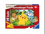 Ravensburger Kinderpuzzle 05668 - Pikachu und seine Freunde - 2x24 Teile Pokémon Puzzle für Kinder ab 4 Jahren