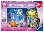 Disney Princess: Schneewittchen, Aschenputtel, Arielle. Puzzle 3 x 49 Teile