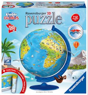 Kinderglobus in deutscher Sprache. Puzzleball 180 Teile