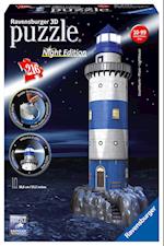 Leuchtturm bei Nacht. 3D-Puzzle 216 Teile