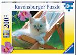 Ravensburger Kinderpuzzle - Weißes Kätzchen - 200 Teile Puzzle für Kinder ab 8 Jahren