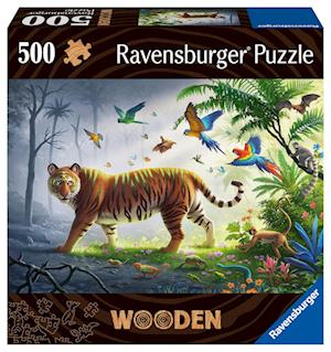 Ravensburger Puzzle 17514 - Tiger im Dschungel - 500 Teile Holzpuzzle mit stabilen, individuellen Puzzleteilen und kleinen Holzfiguren (Whimsies), für Kinder und Erwachsene ab 14 Jahren