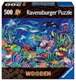 Ravensburger Puzzle 17515 - Unten im Meer - 500 Teile Holzpuzzle für Kinder und Erwachsene ab 14 Jahren, mit stabilen, individuellen Puzzleteilen und 40 kleinen Holzfiguren (Whimsies)