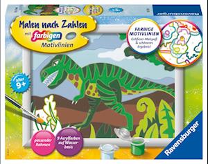 Ravensburger Malen nach Zahlen 20293 - Hungriger Dinosaurier - Kinder ab 9 Jahren