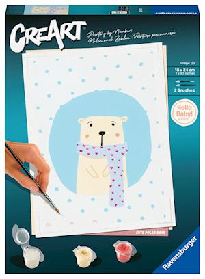 Ravensburger CreArt - Malen nach Zahlen 23652 - Hello Baby: Cute Polar Bear - ab 12 Jahren