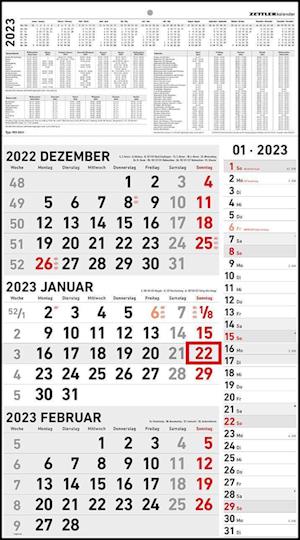 3-Monatskalender Kombi 2023 - Büro-Kalender 33x58,7 cm