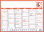 Arbeitstagekalender 2025 - A4 (29 x 21 cm) - 6 Monate auf 1 Seite -  Tafelkalender - auf Pappe kaschiert - Jahresplaner - 908-1315