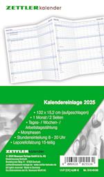 Kalender-Ersatzeinlage 2025 - für den Taschenplaner Leporello Typ 510 - 8,8 x 15,2 cm - 1 Monat auf 2 Seiten - separates Adressheft - 501-6198