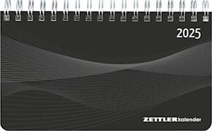 Querkalender Mini PP-Einband schwarz 2025 - Büro-Planer 15,6x9 cm - Tisch-Kalender - 1 Woche 2 Seiten - Ringbindung - Zettler