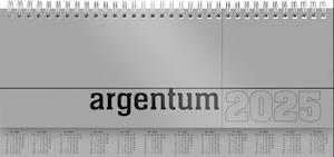 Tisch-Querkalender argentum 2025 - Büro-Planer 29,7x13,5 cm - Tisch-Kalender - 1 Woche 2 Seiten - silber - Ringbindung - Zettler