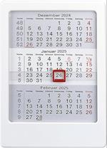 3-Monats-Tischaufsteller 2025 weiß - Tisch-Kalender 12x16 cm - Büro-Kalender - mit Datumsschieber - Zettler