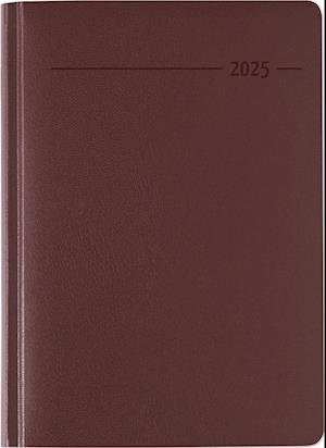 Buchkalender Balacron rot 2025 - Büro-Kalender A5 - Cheftimer - 1 Tag 1 Seite - 416 Seiten - Balacron-Einband - Zettler