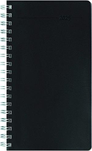 Slimtimer Ringbuch PVC schwarz 2025 - Taschen-Kalender 9x15,6 cm - Ringbindung - fester PVC-Einband - Weekly - 128 Seiten - Zettler