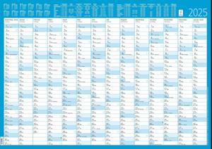 Jahresplaner 14 Monate foliert 2025 - Plakat-Kalender 86x61 cm - abwischbar - Ferienübersicht - Arbeitstagezählung - Zettler