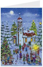 Postkarten-Adventskalender "Heilig Abend an der Kirche"