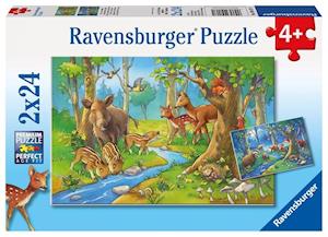 Tiere des Waldes. Puzzle 2 x 24 Teile