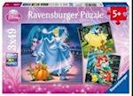 Disney Princess: Schneewittchen, Aschenputtel, Arielle. Puzzle 3 x 49 Teile
