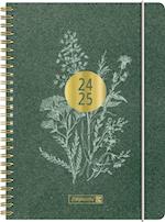 Schülerkalender 2024/2025 "Botanical", 2 Seiten = 1 Woche, A5, 208 Seiten, dunkelgrün