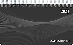 Querkalender Mini PP-Einband schwarz 2023 - Büro-Planer 9x16 cm
