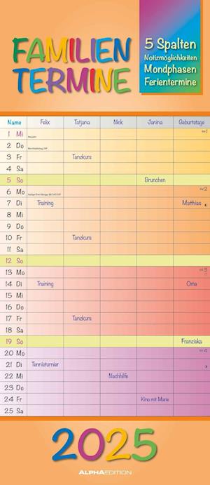 Regenbogen 2025 Familienplaner - Terminkalender - Familienkalender - 19,5x45