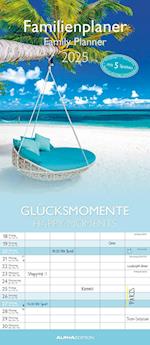 Glücksmomente 2025 Familienplaner - Familienkalender - Wandkalender - 19,5x45