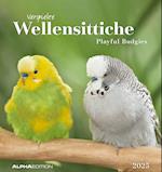 Wellensittiche 2025 - Postkartenkalender 16x17 cm - Budgies - zum Aufstellen oder Aufhängen - Monatskalendarium - Gadget - Mitbringsel - Alpha Edition