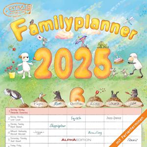 Familienplaner Cartoon 2025 - Broschürenkalender 30x30 cm (30x60 geöffnet) - Kalender mit Platz für Notizen - 6 Spalten - Bildkalender - Wandkalender