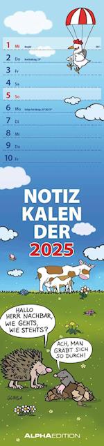 Notizkalender Humor 2025 - Streifenplaner 15x64 cm - Wandkalender - Küchenkalender - mit lustigen Cartoons und Sprüchen - Langplaner