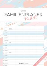 Familienplaner Pastell 2025 - Familienkalender A3 (29,7x42 cm) - mit 5 Spalten, Ferienterminen (DE/AT/CH) und viel Platz für Notizen - Wandkalender