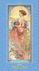 Alfons Mucha 2025 - Bild-Kalender 33x60 cm - Kunstkalender - mit stilvollem Glitzereffekt - Jugendstil - Wandkalender - Alpha Edition