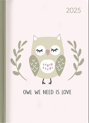 Lady Journal Owl we need 2025 - Eule - Taschenkalender A6 (10,7x15,2 cm) - Weekly - 192 Seiten - Notiz-Buch - Termin-Planer - Alpha Edition