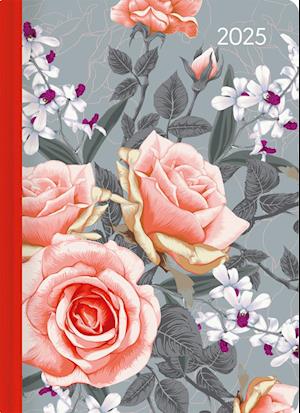 Daily Journal Style Roses 2025 - Taschen-Kalender A6 - Rose - Day By Day - 352 Seiten - Notiz-Buch - Alpha Edition