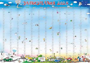 Jahresplaner Happy XL 2025 - Plakat-Kalender 100x70 cm - mit liebevollen Illustrationen - Alpha Edition