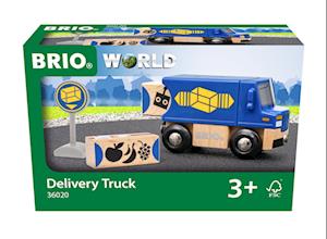 BRIO World 36020 Zustell-Fahrzeug - Blauer Liefer-LKW mit zwei magnetischen Holzcontainern - Empfohlen für Kinder ab 3 Jahren und kompatibel mit den Schienen der BRIO World