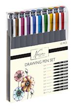 Fineliners pennesæt, farvede, 10 stk