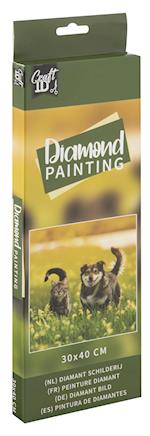 Diamond art - Kat & Hund, 30 x 40 cm