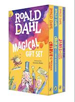 Roald Dahl Magical Gift Set (4 Books): Charlie and the Chocolate Factory, James and the Giant Peach, Fantastic Mr. Fox, Charlie and the Great Glass El