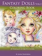 Fantasy Dolls Vol.1 Coloring Book Grayscale