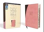 Niv, Premium Gift Bible, Leathersoft, Pink/Brown, Red Letter Edition, Indexed, Comfort Print