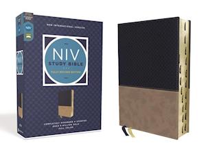 NIV Study Bible, Fully Revised Edition, Leathersoft, Navy/Tan, Red Letter, Thumb Indexed, Comfort Print