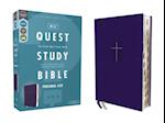 Niv, Quest Study Bible, Personal Size, Leathersoft, Blue, Thumb Indexed, Comfort Print