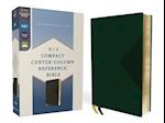 Niv, Compact Center-Column Reference Bible, Leathersoft, Green, Red Letter, Comfort Print