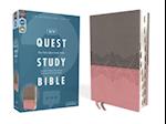 Niv, Quest Study Bible, Leathersoft, Gray/Pink, Thumb Indexed, Comfort Print